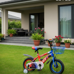 BICICLETA INFANTIL ARO 12" DOBLE FRENO CANASTO NARANJA/AZUL