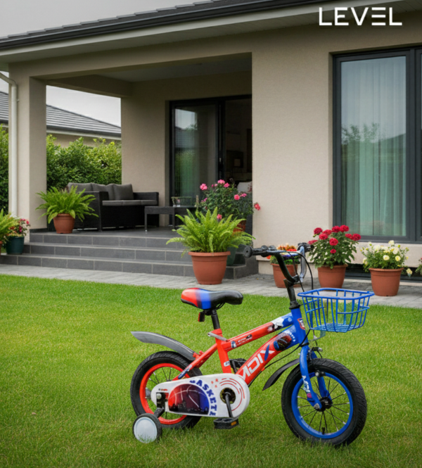 BICICLETA INFANTIL ARO 12" DOBLE FRENO CANASTO NARANJA/AZUL