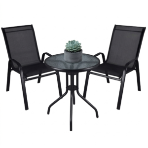 JUEGO DE JARDIN 2 SILLAS + MESITA NEGRO  D60CM EMPOLI