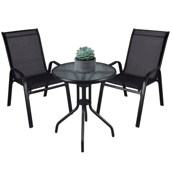 JUEGO DE JARDIN 2 SILLAS + MESITA NEGRO  D60CM EMPOLI